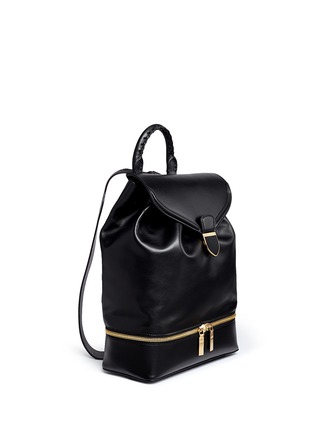 Figure View - Click To Enlarge - ALEXANDER MCQUEEN - Drawstring top flap leather backpack