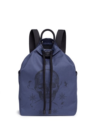 Main View - Click To Enlarge - ALEXANDER MCQUEEN - Skull tattoo print canvas drawstring backpack