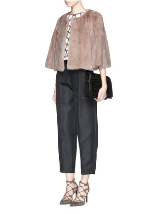 Figure View - Click To Enlarge - YVES SALOMON - Cropped mink fur cape