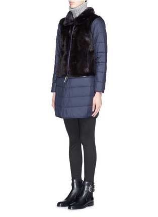 Front View - Click To Enlarge - YVES SALOMON - Detachable nylon panel mink fur coat