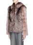 Front View - Click To Enlarge - YVES SALOMON - Mink sleeve fox fur jacket