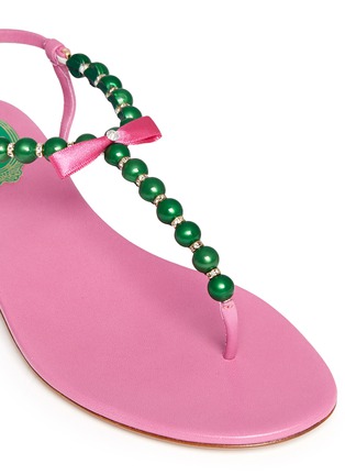 Detail View - Click To Enlarge - RENÉ CAOVILLA - Strass border faux pearl T-strap sandals
