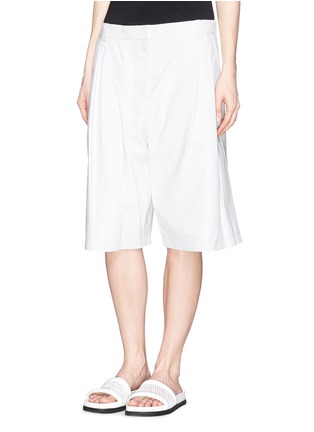 Front View - Click To Enlarge - T BY ALEXANDER WANG - Leather wide leg Bermuda shorts