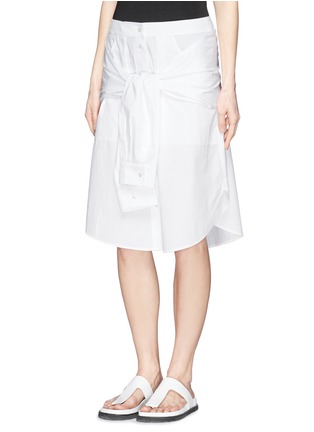 Front View - Click To Enlarge - T BY ALEXANDER WANG - Sleeve waist tie poplin skirt
