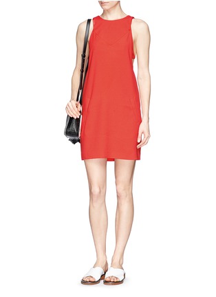 Detail View - Click To Enlarge - T BY ALEXANDER WANG - Plunge side bodice layer crepe dress