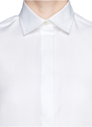Detail View - Click To Enlarge - VALENTINO GARAVANI - Silk chiffon back cotton piqué shirt