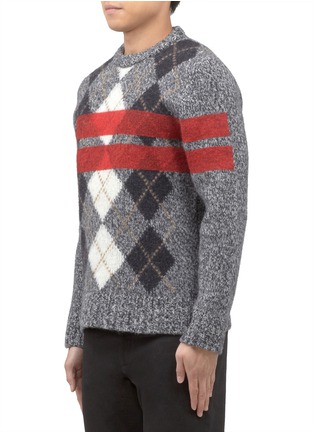 Front View - Click To Enlarge - GIVENCHY - Wool striped argyle sweater