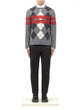 Figure View - Click To Enlarge - GIVENCHY - Wool striped argyle sweater