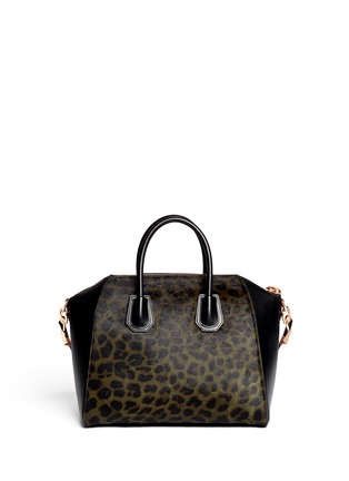 Back View - Click To Enlarge - GIVENCHY - Antigona calf-hair leopard print medium leather satchel