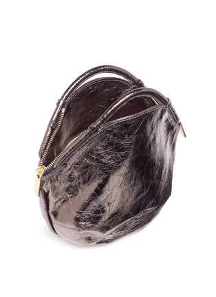  - A-ESQUE - 'Petal Miniature' split handle metallic leather bag