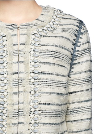 Detail View - Click To Enlarge - TORY BURCH - Nicole striped tweed embellished jacket