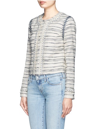 Front View - Click To Enlarge - TORY BURCH - Nicole striped tweed embellished jacket