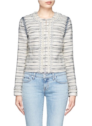 Main View - Click To Enlarge - TORY BURCH - Nicole striped tweed embellished jacket