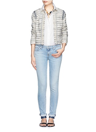 Figure View - Click To Enlarge - TORY BURCH - Nicole striped tweed embellished jacket