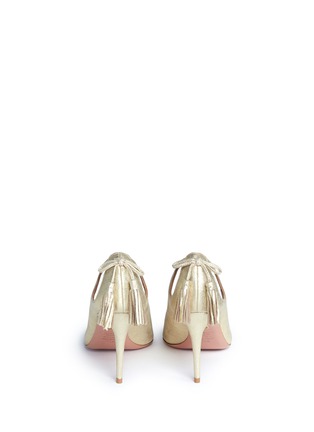Back View - Click To Enlarge - AQUAZZURA - 'Forever Marilyn 85' tassel bow metallic suede pumps