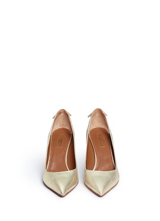 Front View - Click To Enlarge - AQUAZZURA - 'Forever Marilyn 85' tassel bow metallic suede pumps