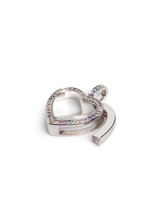 Detail View - Click To Enlarge - LOQUET LONDON - Diamond sapphire 14k white gold pastel heart locket