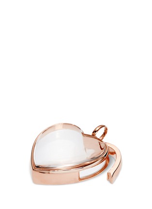 Detail View - Click To Enlarge - LOQUET LONDON - 14k rose gold rock crystal heart locket – Large 22mm