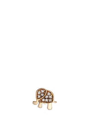 Main View - Click To Enlarge - LOQUET LONDON - 'Elephant' diamond 14k yellow gold single stud earring – Happiness