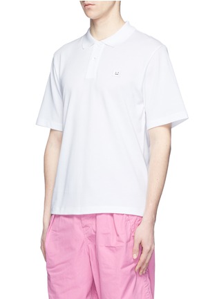 Front View - Click To Enlarge - ACNE STUDIOS - 'Falco Face' emoticon embroidered patch polo shirt
