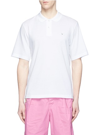 Main View - Click To Enlarge - ACNE STUDIOS - 'Falco Face' emoticon embroidered patch polo shirt