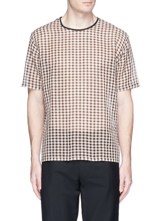 Main View - Click To Enlarge - ACNE STUDIOS - 'Redwood' gingham check open weave T-shirt