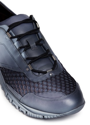 Detail View - Click To Enlarge - LANVIN - Mesh overlay sprayed leather sneakers