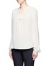 Front View - Click To Enlarge - THEORY - 'Bernetta' tie neck silk georgette blouse