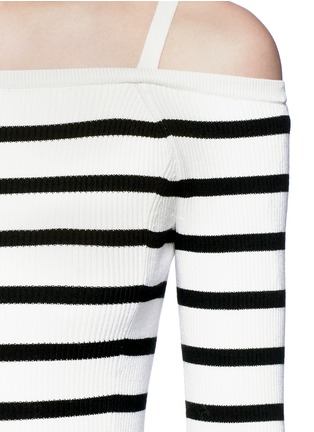 Detail View - Click To Enlarge - THEORY - 'Pirellia St' stripe knit cold shoulder dress