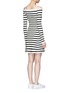 Back View - Click To Enlarge - THEORY - 'Pirellia St' stripe knit cold shoulder dress