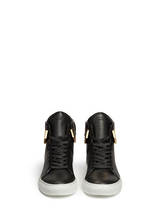 Front View - Click To Enlarge - BUSCEMI SHOES - '125MM Corner Metal' mid top leather sneakers