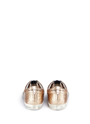 Back View - Click To Enlarge - GOLDEN GOOSE - 'Superstar' leather star patch glitter wedge sneakers
