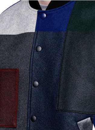 Detail View - Click To Enlarge - 72951 - Patchwork leather sleeve varsity jacket