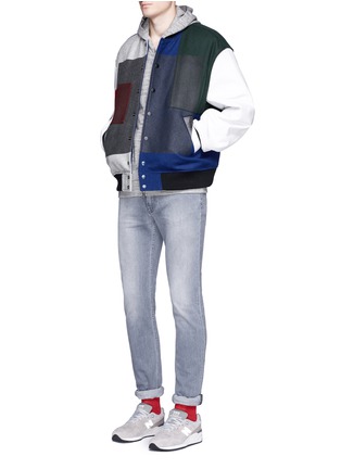 Figure View - Click To Enlarge - 72951 - Patchwork leather sleeve varsity jacket