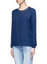 Front View - Click To Enlarge - VINCE - Ribbed trim silk georgette blouse