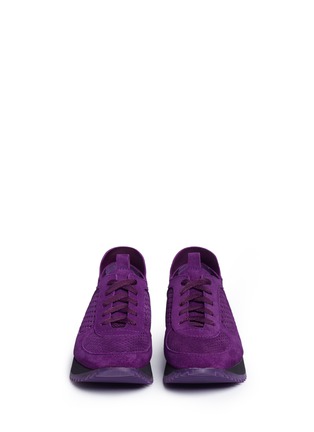 Front View - Click To Enlarge - PEDRO GARCIA  - 'Omega' perforated suede sneakers