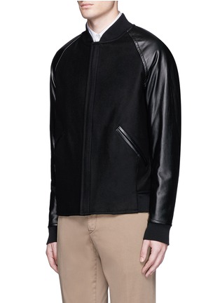 Front View - Click To Enlarge - THEORY - 'Ferge PF' leather sleeve bomber jacket