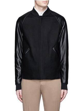 Main View - Click To Enlarge - THEORY - 'Ferge PF' leather sleeve bomber jacket