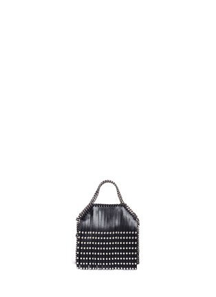 Detail View - Click To Enlarge - STELLA MCCARTNEY - 'Falabella' tiny stud fringe crossbody chain tote
