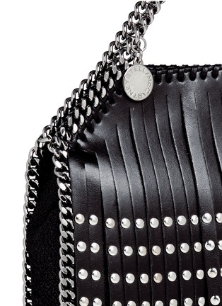 Detail View - Click To Enlarge - STELLA MCCARTNEY - 'Falabella' tiny stud fringe crossbody chain tote