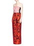 OSCAR DE LA RENTA - Floral embellished bodice fil coupé strapless gown