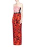 Figure View - Click To Enlarge - OSCAR DE LA RENTA - Floral embellished bodice fil coupé strapless gown