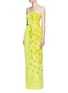 Front View - Click To Enlarge - OSCAR DE LA RENTA - Organza floral embroidery silk belted strapless gown