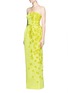 Figure View - Click To Enlarge - OSCAR DE LA RENTA - Organza floral embroidery silk belted strapless gown