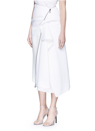 Front View - Click To Enlarge - MATICEVSKI - 'Contradiction' asymmetric ruched drape zip skirt