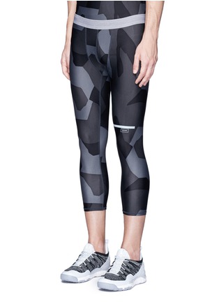 Front View - Click To Enlarge - THE UPSIDE - 'Geo Camo' print cropped performance tights