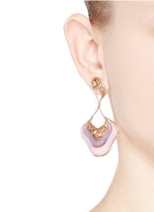 Figure View - Click To Enlarge - FERNANDO JORGE - 'Stream Drop' diamond opal chalcedony 18k rose gold earrings