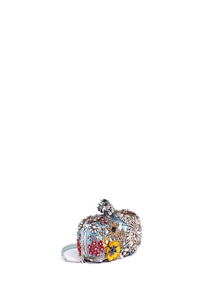 Figure View - Click To Enlarge - ALEXANDER MCQUEEN - Floral jewelled skull satin box clutch