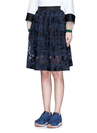 Front View - Click To Enlarge - MARKUS LUPFER - 'Stencil Cut' embroidered Zophia skirt