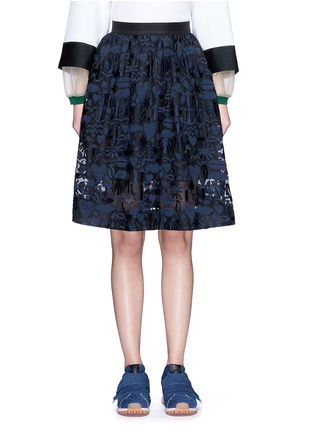 Main View - Click To Enlarge - MARKUS LUPFER - 'Stencil Cut' embroidered Zophia skirt